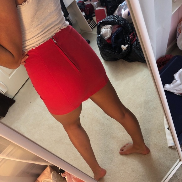 Red Newbury Kustom Denim Look Skirt - Picture 3 of 4